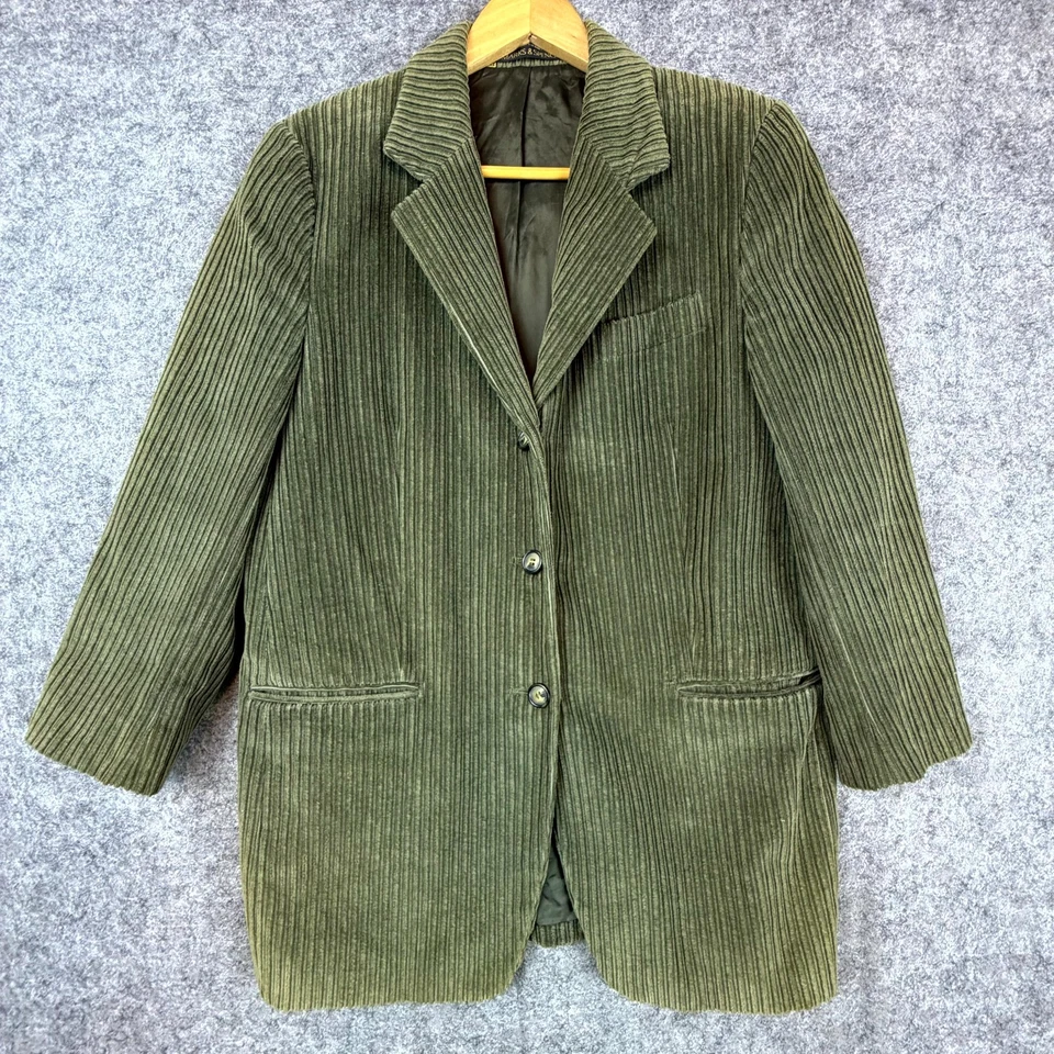 Chaqueta Blazer Vintage St Michael Marks & Spencer Mujer Verde Pana Profesor Foto 1 de 4