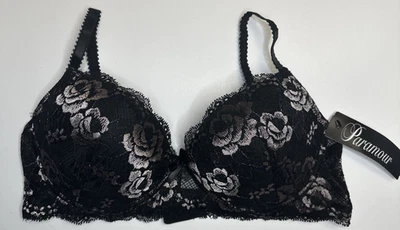 Paramour by Felina Underwire Lightly Padded Black Floral Lace Bra Size 38C P5826 - Image 1 of 4