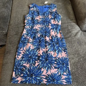 Nuevo con etiquetas Vestido Ellen Tracy Azul Rosa Sin Mangas Funda Elastizada Carrera Oficina Talla 10 - Imagen 1 de 10
