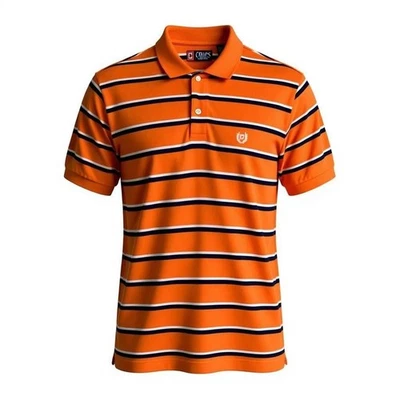 Camisa Polo Chaps by Ralph Lauren Para Hombre Talla Mediana Naranja Azul Marino Rayas Algodón Foto 1 de 4