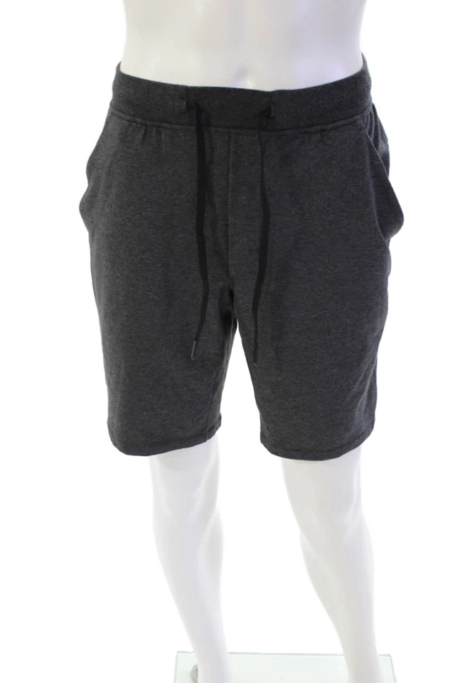 Pantalones Cortos Informales Lululemon Para Hombres Tres Bolsillos Cordón Cintura Gris Talla M Foto 1 de 4