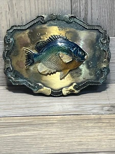 Vintage Messing 1977-79 Raintree 3D Blue Gill Fisch Gürtelschnalle - Bild 1 von 6