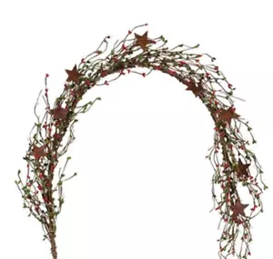 Pip Berry Garland With Stars, Holiday Combo, 40", Primitive Home Decor - Picture 1 of 3
