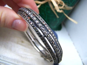WUNDERSCHÖNES VINTAGE MODERNIST MASSIVES STERLINGSILBER MARKASITEN ARMBAND ARMREIF 7" - Bild 1 von 8