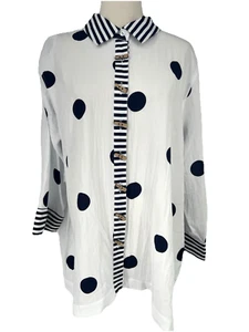 MULTIPLES Women's 2X Three Quarter Sleeve Button Front Swing Shirt Lagenlook NWT - Picture 1 of 8