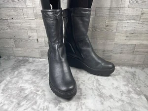 Fly London Botas Mujer 7.5M Zapatos Gris Metálico Cuero Cuña Plataforma Botín - Imagen 1 de 18