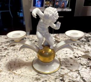 Hutschenreuther Art Deco Porcelain Candelabra by K. Tutter with Cherub - Picture 1 of 6