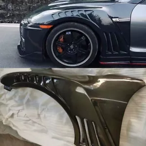 FOR NISSAN GT-R GTR R35 CARBON FIBER FRONT BUMPER SIDE FENDER FLARES COVER - Bild 1 von 6