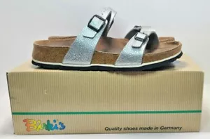Birkis Birkenstock Damen-Sandale Sydney 37/240 US-Größe 6,5/7 silberfarben Tropfen 2-Riemen - Bild 1 von 10