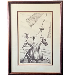 Vintage signierte Bert Pumphrey Don Quijote Lithographie LE 115/150 gerahmt 27x20 - Bild 1 von 12