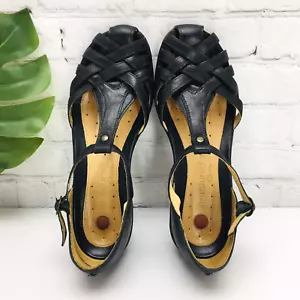 Clarks Bendables Women's Mary Jane Shoe Size 9.5 Black Leather Wedge Haurache - Picture 1 of 14