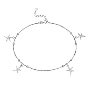 Pequeño colgante de estrella de mar colgante de plata de ley con pulsera de cadena de bola - Imagen 1 de 6