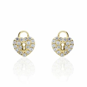 ORECCHINI STROILI LOBO LUCHETTO CUORE IN ORO GIALLO ZIRCONATO DONNA BIMBA - Foto 1 di 3