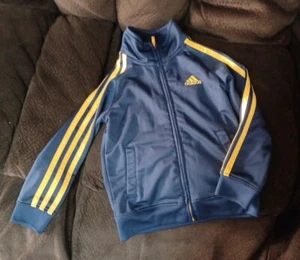 Adidas Boys Track Jacket Blue Yellow 3T Toddler Kids 3 Stripe Logo - Picture 1 of 4
