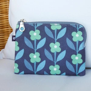 Earth Squared Fair Trade Matte Oilcloth Purse for Cards Cash Siena Navy Blue - Picture 1 of 3