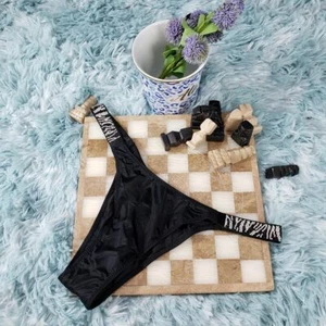 Victoria's Secret Black Crystals Animal Print Very Cute BRAZILIAN Medium NEW! - Picture 1 of 6
