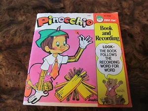Vintage PETER PAN Records 45 RPM Pinocchio Book & Recording Set~1981~VG Shape! - Picture 1 of 6