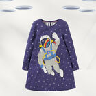 Mini Boden Girl's Space Star Appliqué Dress In Blue (Defect)