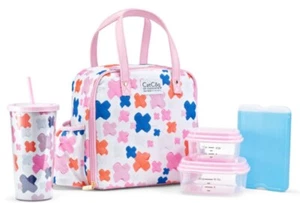 Cat Coq/Fit & Fresh Colored X’s 5-Piece Lunch Tote Tumbler Ice Pack 2 Containers - Picture 1 of 4