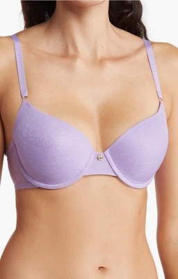 Sujetador con aros contorno de jacquard transparente color lila talla 36D Foto 1 de 3
