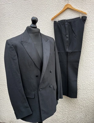 "Traje de cena negro Austin Reed Regent Street esmoquin solapas pico Trevira 46"" W40" Foto 1 de 4