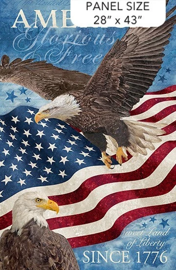 Panel de tela de algodón bandera águila estrellas y rayas 28" X 43" D306,75 Foto 1 de 1