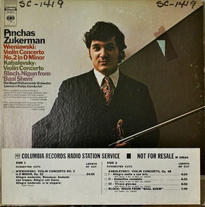 WIENIAWSKI/KABALEVSKY: Violin Concertos-M1971LP ZUKERMAN PROMO ROYAL PHIL - Picture 1 of 1
