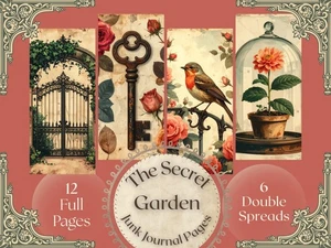 Secret Garden Junk Journal Kit Vintage Botanical Floral Digital Download - Picture 1 of 6