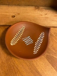 Vintage Reddy-Brown West German Small Shaped Dish – Abstract Design – Retro! - Picture 1 of 7
