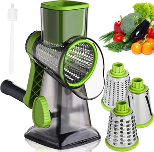 Rotary Cheese Grater Hand Crank, Cheese Shredder with 3 Interchangeable Blades a - Picture 1 of 6
