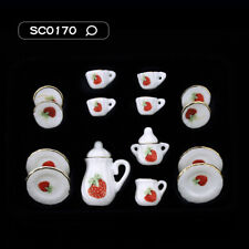 15PCS Dollhouse Miniature 1:12 Cartoon Red Strawberry Fruit Coffee Accessories
