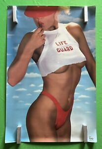 1986 Vintage Lifeguard Sexy Woman Poster #3095 by Sam maxwell Rare!