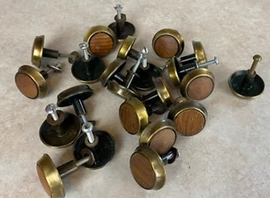 Amerock #651 Door/Drawer Pulls Brass Faux Wood Mid Century Lot Of 23 USED - Picture 1 of 3