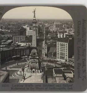 Soldier & Sailor Monument Heart of Indianápolis Indiana Keystone Stereoview - Imagen 1 de 4