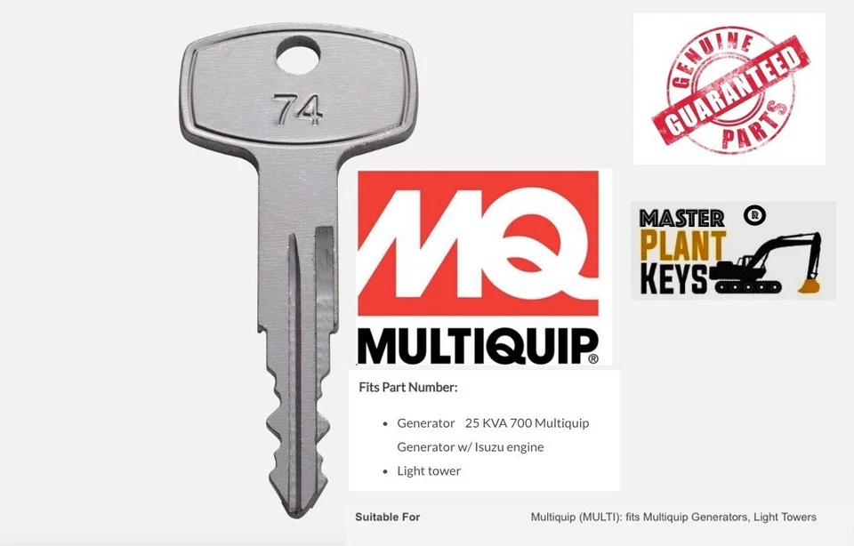 Multiquip Multi Generator Light Tower Mast Master Plant Key Ignition # 50404900 - Image 1 of 1