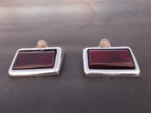 Original Vintage Plymouth Sedan Glass taillights lense & bezel trim tail lights - Picture 1 of 9