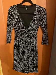 Chaps Dress Size XS Black and White Beige Off White NWOT - Picture 1 of 2