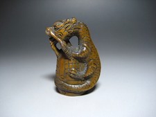 Japanese Netsuke Wooden Artworks Wood Carving Dragon Bell Rare From Japan F/S D9
