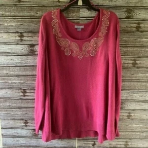 Laura Scott Women's Sweater Sz 3X Embellished Paisley Long-Sleeved Pullover NWT - Picture 1 of 8