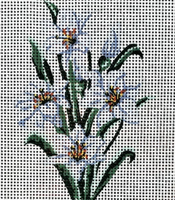 Printed Canvas Half Cross Stitch Embroidery 41.206.2 - Flower 8"x10" GobelinL - Image 1 of 2