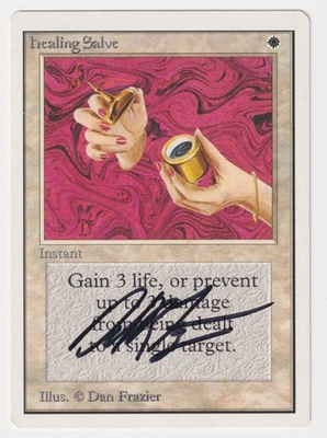 Signed Healing Salve LP Unlimited Edition Artist Dan Frazier 1993 WOTC MTG Magic - Image 1 of 2