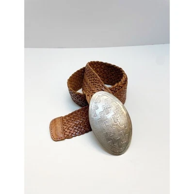 Cinturón marroquí de cuero marrón trenzado occidental vaquera vintage de Chico's 37" Foto 1 de 4