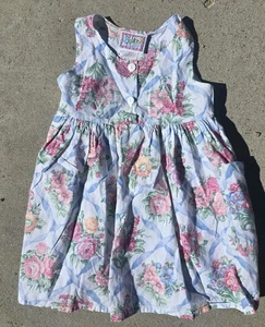 Vintage SWAT Kids Girls Dress Size 4 – 80s 90s Floral Print Cotton Cottagecore S - Picture 1 of 4