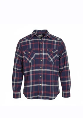 Camisa de franela a cuadros Moose Creek XLT para hombre. Azul. Broches de presión Pearl. Bolsillos. Foto 1 de 4