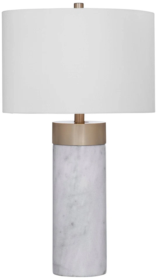 Abajur de mesa Bassett Jocelyn 26" antigo latão e mármore branco coluna - Imagem 1 de 1