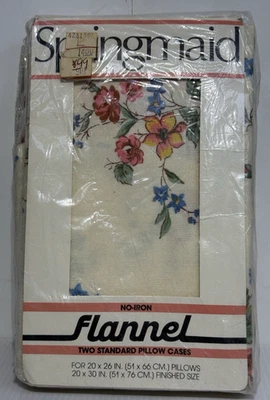 Vintage Springmaid  Polyester/Cotton Flannel Two Standard Pillow Cases NEW - Image 1 of 4