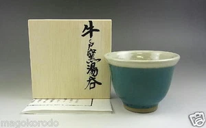 o5001, japonés, ropa Ushinoto, taza de té verde esmalte verde esmeralda. - Imagen 1 de 7