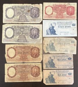 1935-1947 1 5 10 100 1000 Pesos Argentina 9 Banknotes