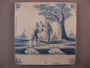 Antike Niederländische biblische Kachel Fliese Dutch Tile Provinz Uetrecht 18Jh. - Bild 1 von 9