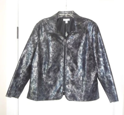 Kim Rogers Nueva Chaqueta Talla 16 Pequeña Cremallera Metálica Estampado Animal Gris Negro Nueva con Etiquetas Foto 1 de 4